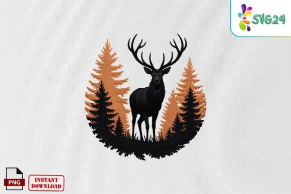 Deer Forest Silhouette Embroidery PNG Review