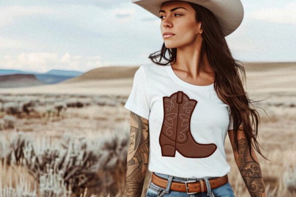 Fancy Western Boot Applique Embroidery