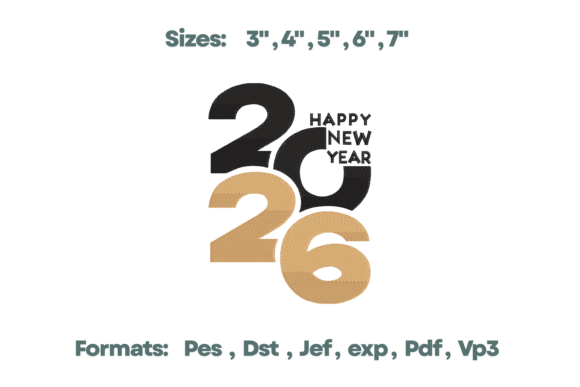Happy New Year Banner Laurel Embroidery