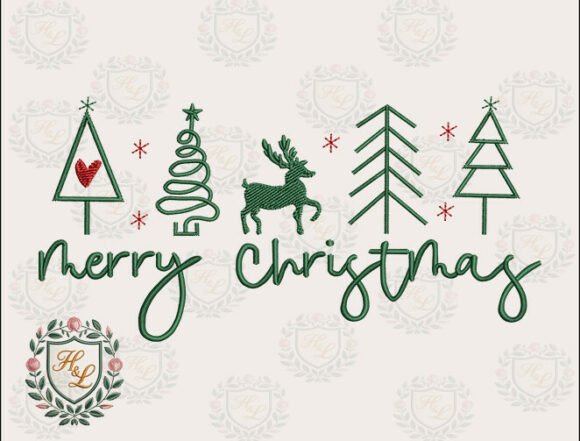 Modern Tree Christmas Embroidery Files